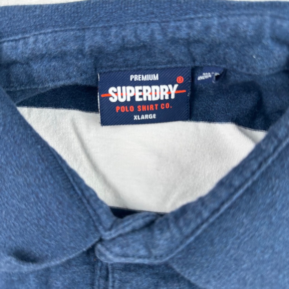 Superdry Mens Premium Polo Shirt XL Striped Navy White Orange Stripe M1110058A - Picture 7 of 8
